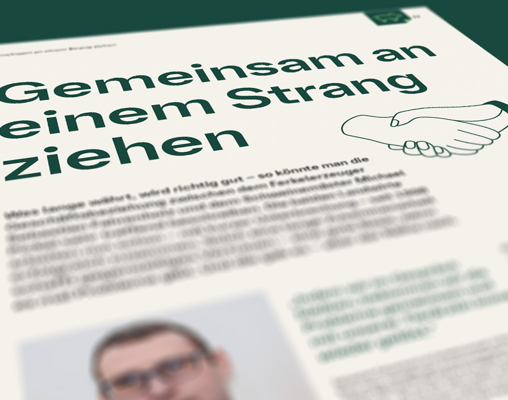 Innenseite mit Typografie der einer Kundenzeitschrift